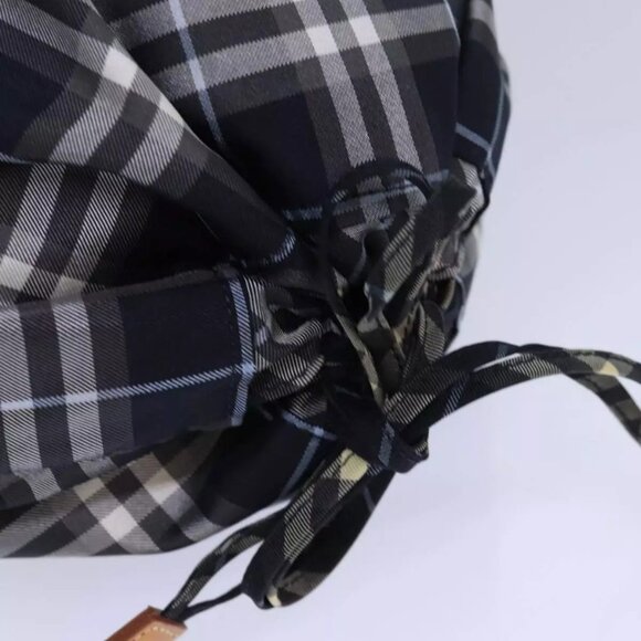 BURBERRY Nova Check Blue Label Drawstring Bag Pouch Nylon Navy Auth - Picture 6 of 16